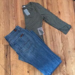 NWT Forever 21 Army Green 3/4 T-Shirt